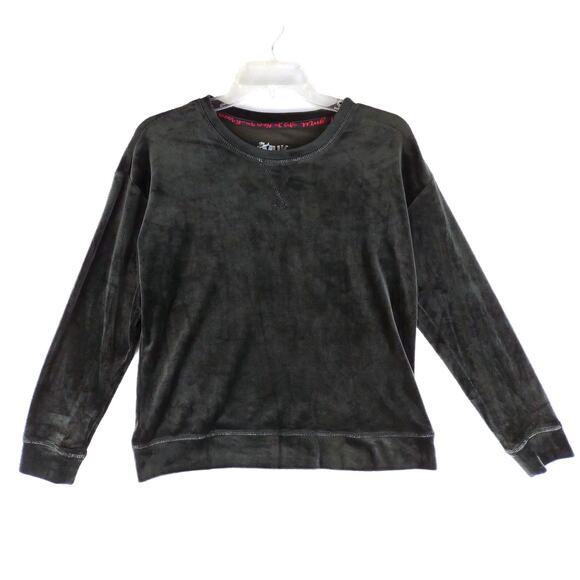 MUK LUKS Women's PS Black Silky Velour Pullover Sleepwear Sweatshirt Loungewear - Picture 1 of 5